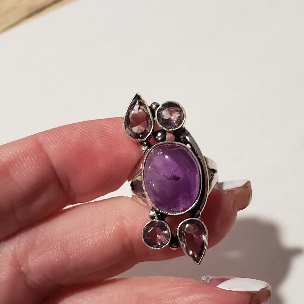 Amethyst Gemstone 925 Silver Ring, Unique Ring, S… - image 7